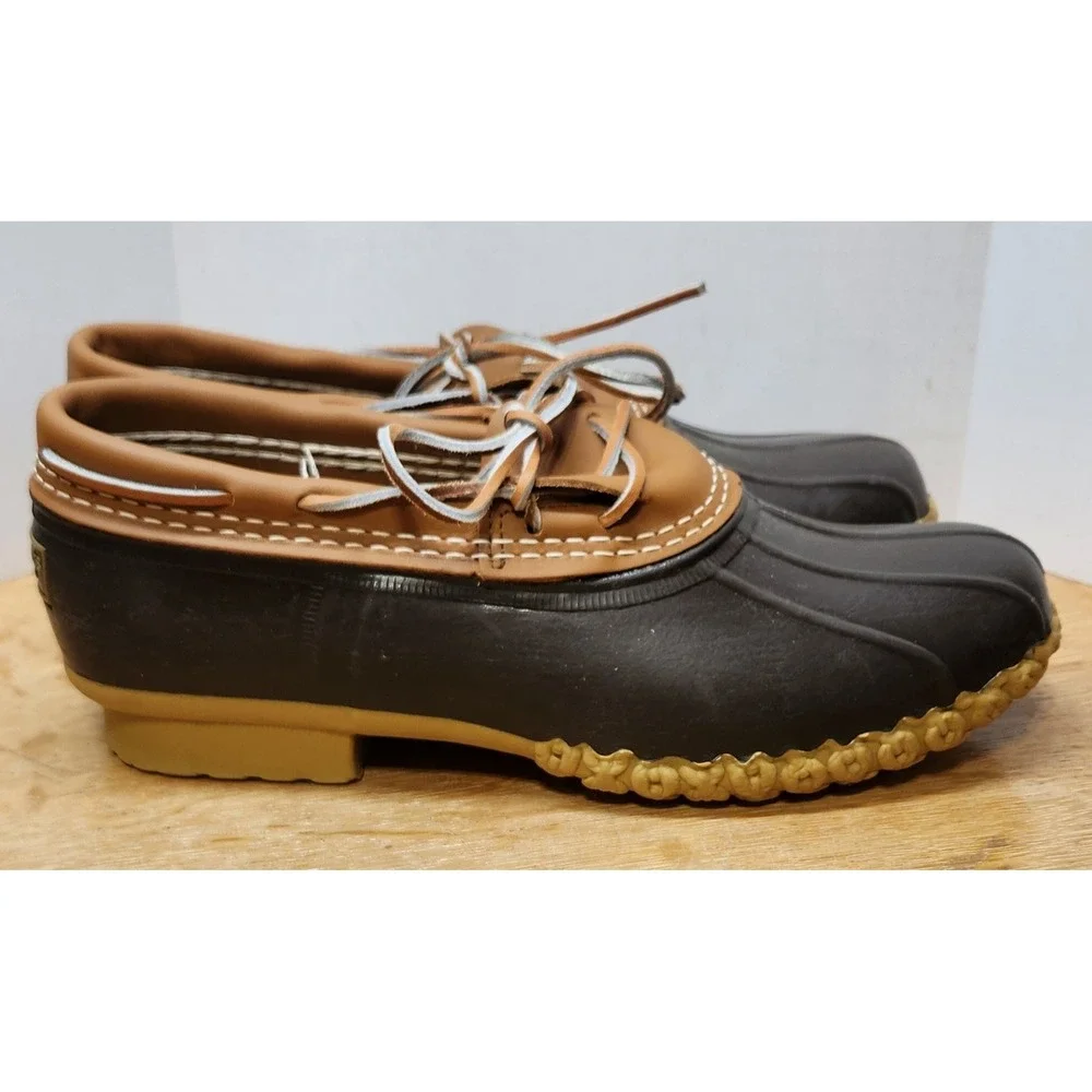 LL Bean Rubber Moc Bean Boots Mens 9 M Brown Tan Waterproof Duck Shoes 175061
